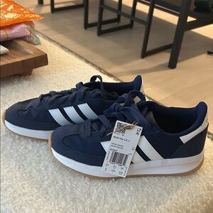Adidas Navy and White Sneakers